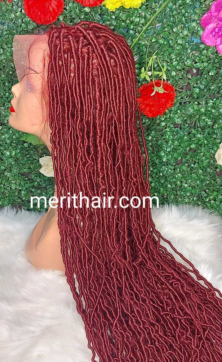 Best burgundy faux locs wig