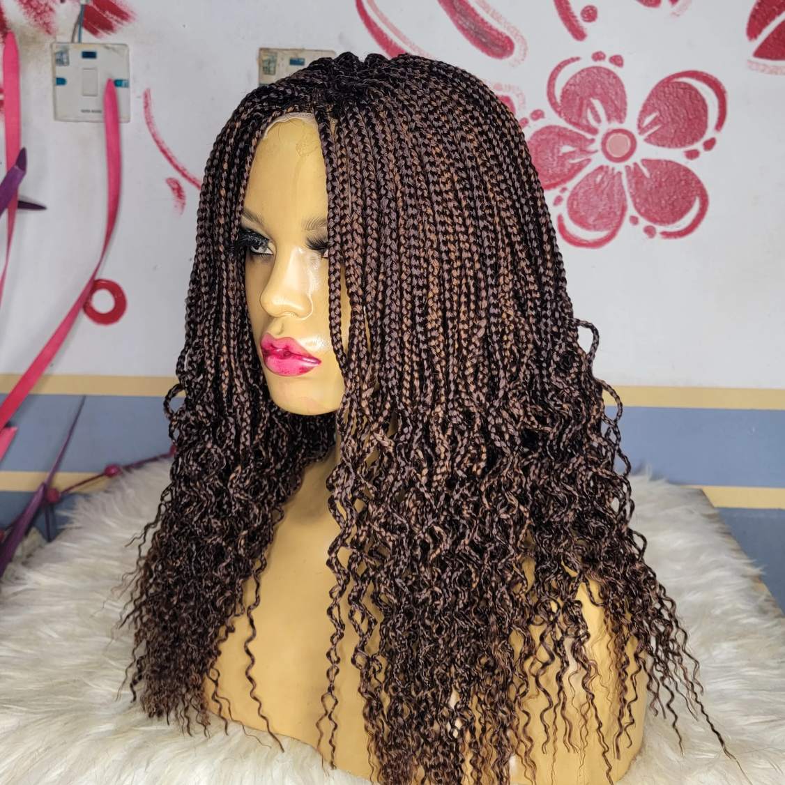 Buy brown box braided wig